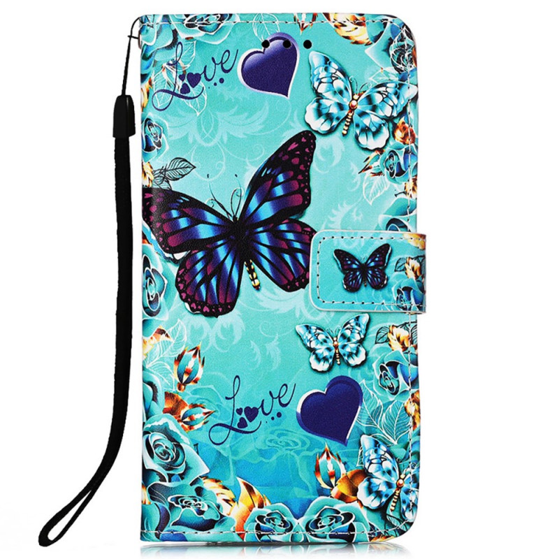 Samsung Galaxy A53 5G Tasche Schmetterlinge mit Riemen