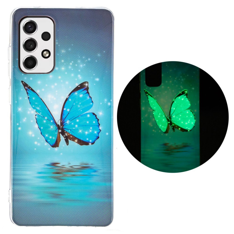 Samsung Galaxy A53 5G Schmetterling Cover Blau Fluoreszierend