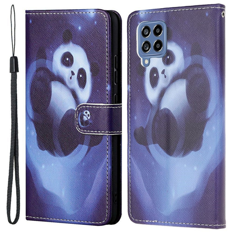 Samsung Galaxy M53 5G Space Panda Tasche mit Riemen