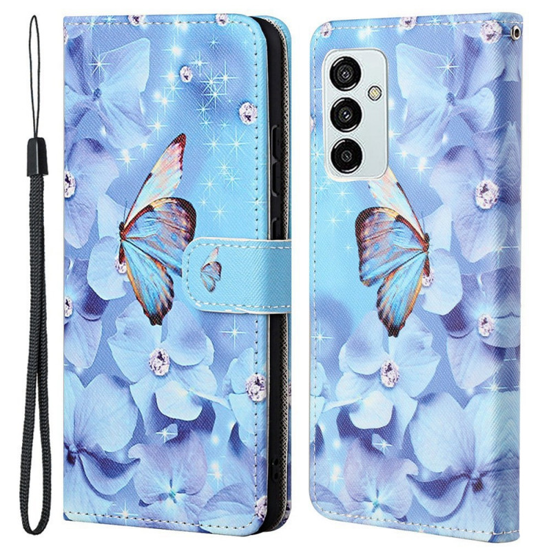 Samsung Galaxy M53 5G Tasche Schmetterlinge mit Riemen