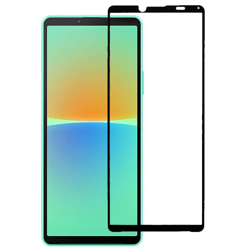 Sony Xperia 10 IV Displayschutz aus gehärtetem Glas mit schwarzen Konturen