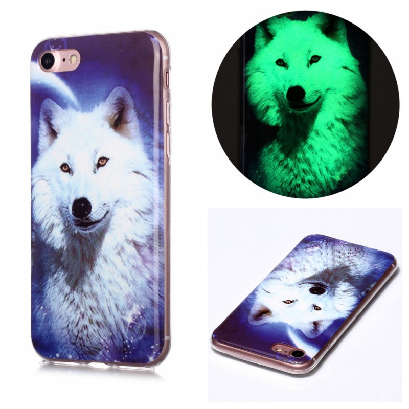 iPhone Cover SE 3 / SE 2 / 8 / 7 Fluoreszierend Wolf