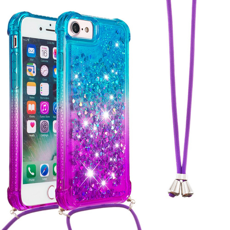 iPhone Cover SE 3 / SE 2 / 8 / 7 mit Kordel Silikon Glitter