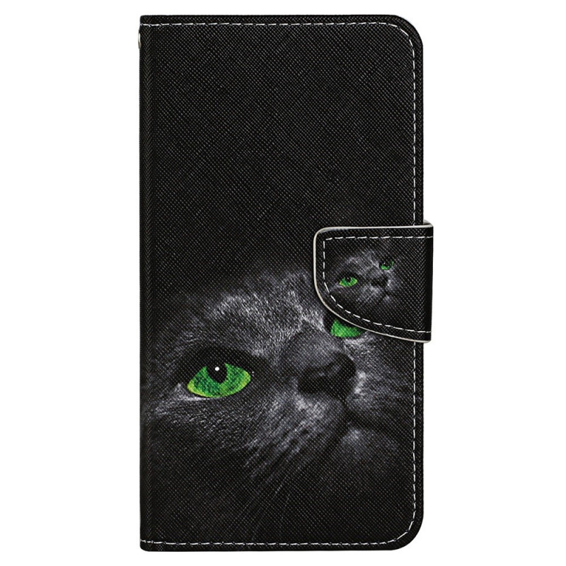 Xiaomi Redmi 10C Tasche Grünäugige Katze mit Riemen