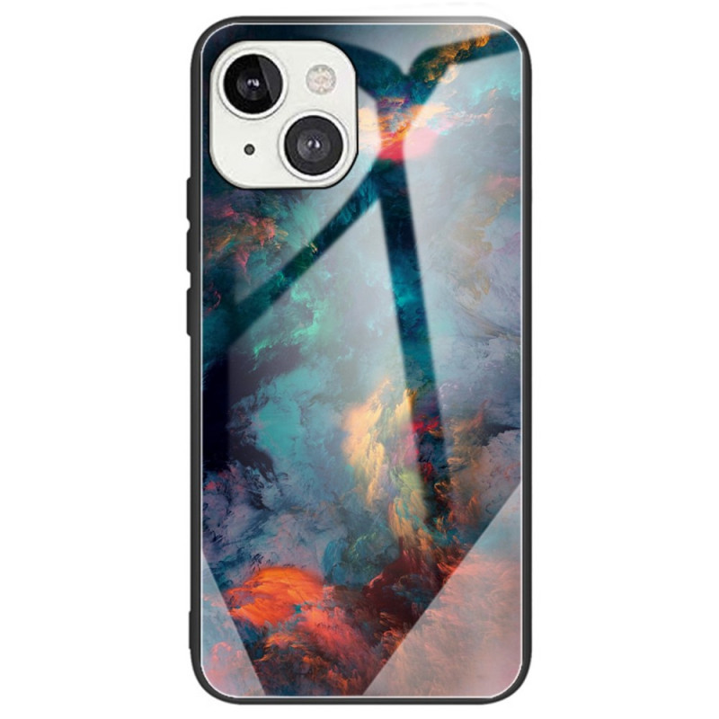 iPhone 14 Hülle aus gehärtetem Glas mit Aquarellmuster