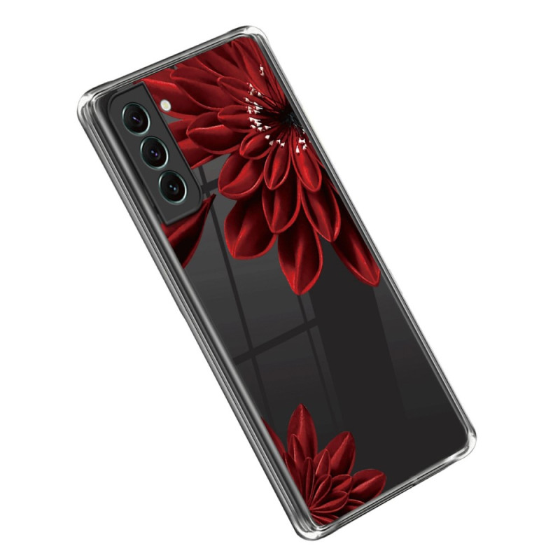 Samsung Galaxy S23 5G Hülle Transparent Blume Rot