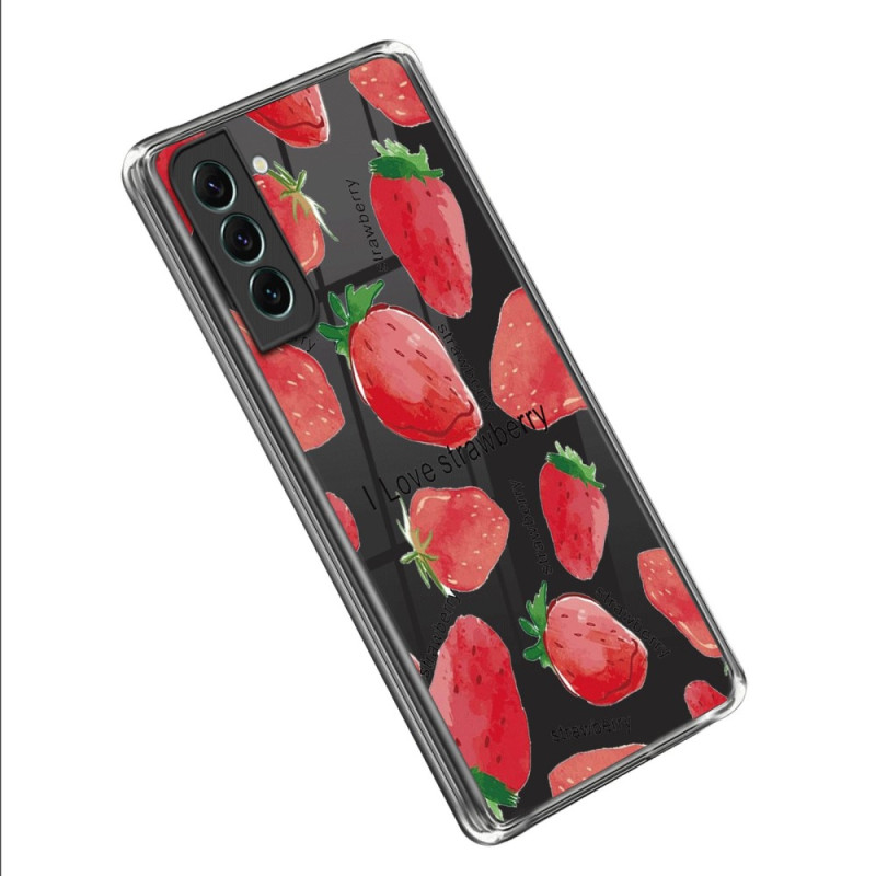 Samsung Galaxy S23 5G Hülle Transparent Erdbeere