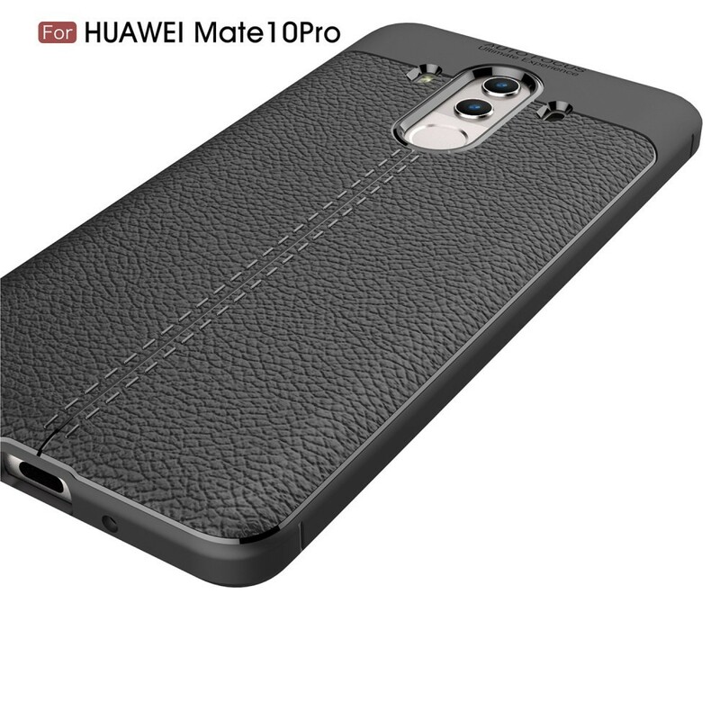 Huawei Mate 10 Pro Cover Lederoptik Litschi Double Line