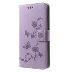 Huawei Mate 10 Lite Hülle Schmetterlinge und Blumen mit Riemen