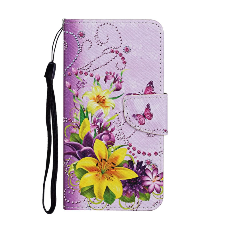 Samsung Galaxy A54 5G Magistral Schmetterlinge Tasche mit Lanyard