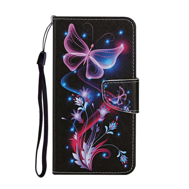 Samsung Galaxy A34 5G Tasche Schmetterlinge mit Riemen