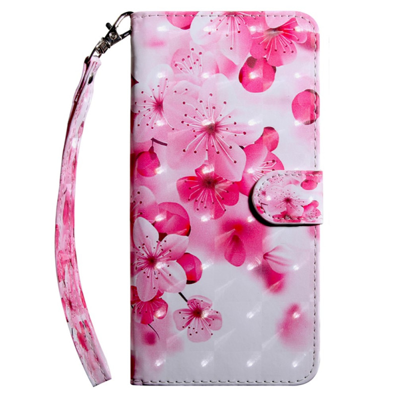 Xiaomi Redmi 12C Hülle Rosa Blumen mit Riemen