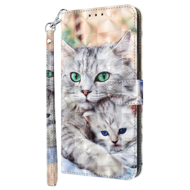 Xiaomi Redmi 12C Tasche Weiße Katzen mit Riemen