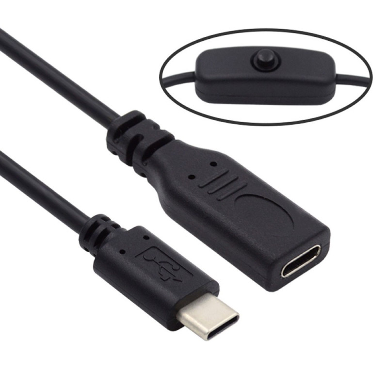 Kabel mit Ein-/Ausschalttaste USB-C Buchse auf USB-C Stecker - Dealy