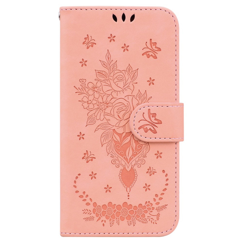 Xiaomi Redmi 12C Rosen und Schmetterlinge Riemchen Tasche