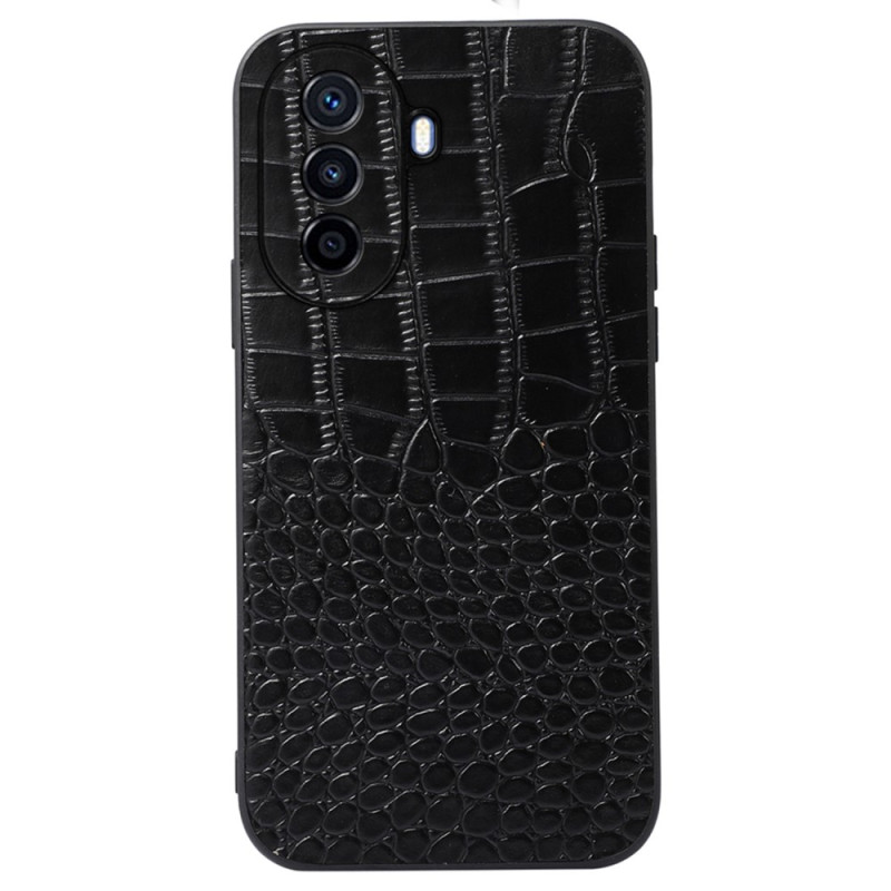Huawei Nova Y70 Cover Echtes Leder mit Krokodil-Muster
