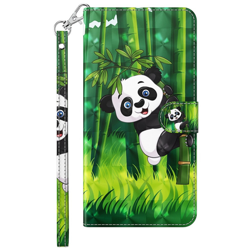 Tasche Moto G62 5G Panda Bambus mit Riemen