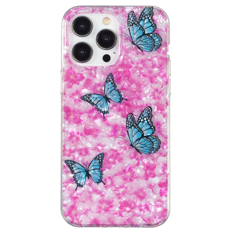 iPhone 15 Pro Max Cover Blumen und Schmetterlinge