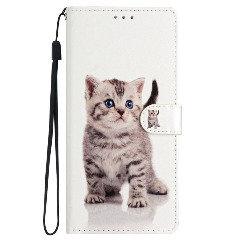 Hülle iPhone 15 Pro Kleine Katze mit Riemen