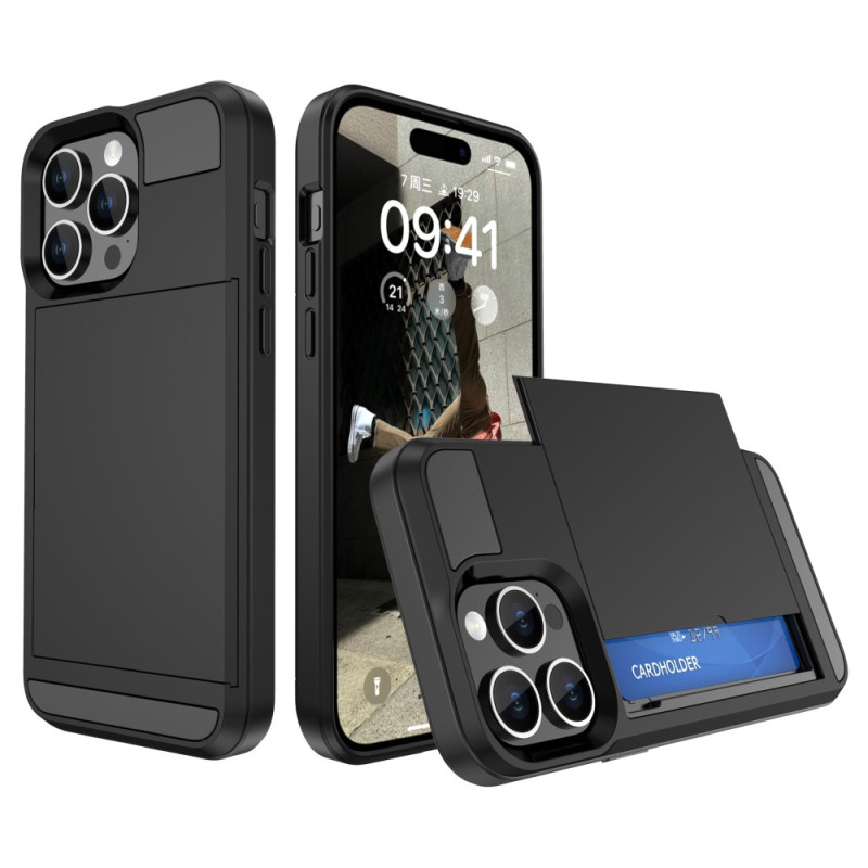 iPhone 15 Pro Cover Integrierter Kartenhalter mit Metalleffekt