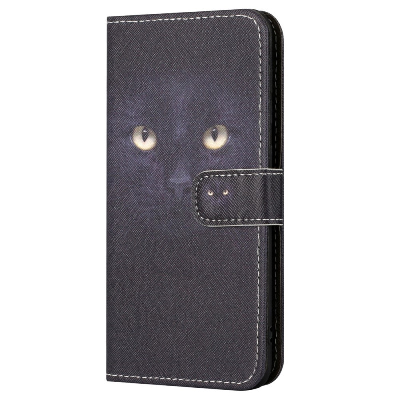 Samsung Galaxy S23 FE Tasche Katze Schwarz mit Riemen