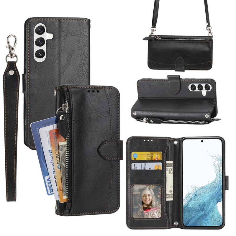 Hülle Samsung Galaxy S23 FE Brieftasche mit Riemen und Schulterriemen