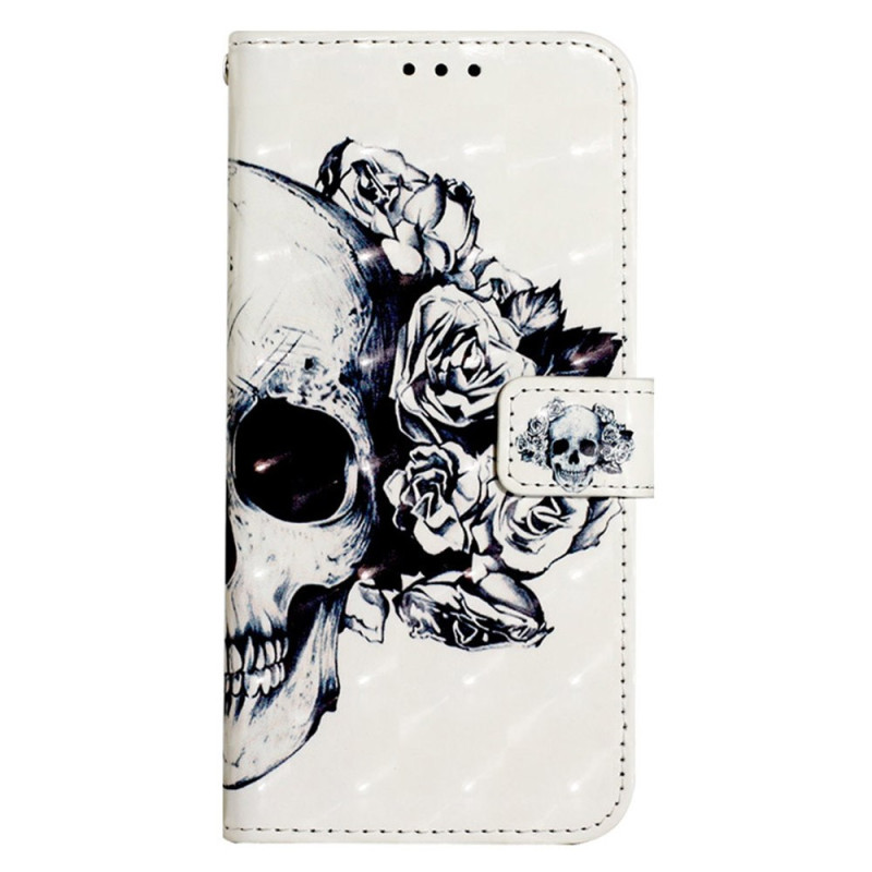 Samsung Galaxy S24 5G Blumiger Totenkopf Tasche mit Riemen