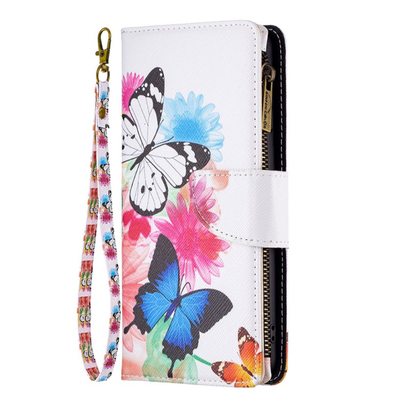 Hülle für Samsung Galaxy S24 5G Brieftasche Zwei Schmetterlinge mit Riemen
