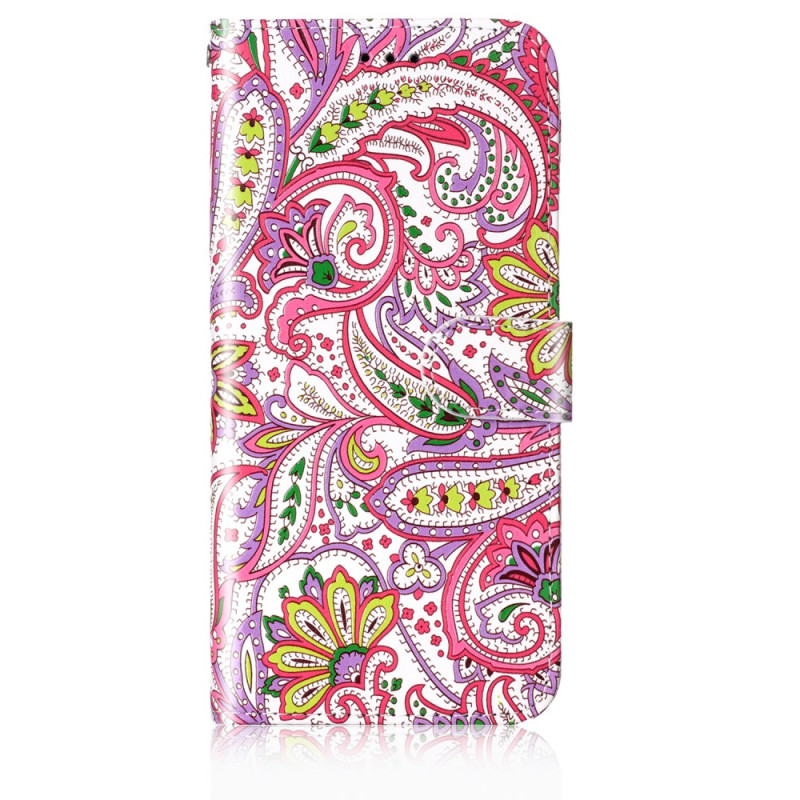 Samsung Galaxy S24 5G Hülle Blumenmuster Rosa mit Riemen