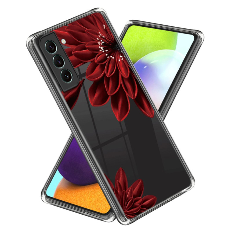 Samsung Galaxy S24 5G Hülle Transparent Blume Rot