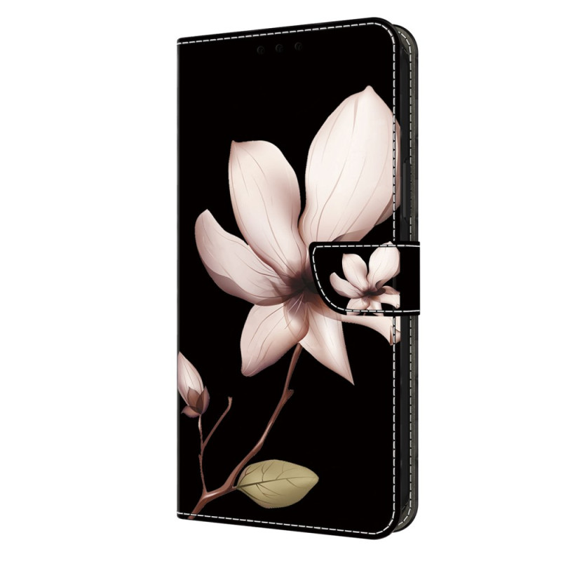 Moto G84 5G Hülle Rosa Blume auf schwarzem Grund