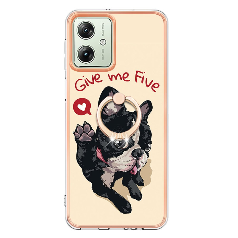 Cover Moto G54 5G Ring-Supporter Hund Give me Five