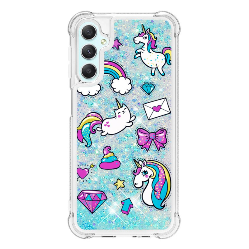 Samsung Galaxy A25 5G / A24 4G Glitter Cover mit Einhörnern