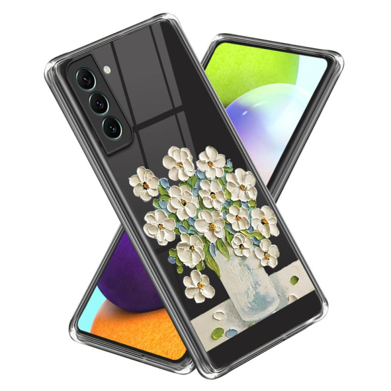 Samsung Galaxy S24 Plus 5G Cover Malerei Weiße Blumen