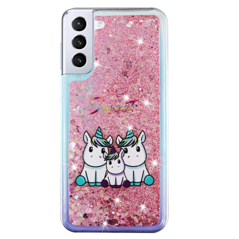 Samsung Galaxy S24 Plus 5G Liquid Glitter Drei Einhörner Cover