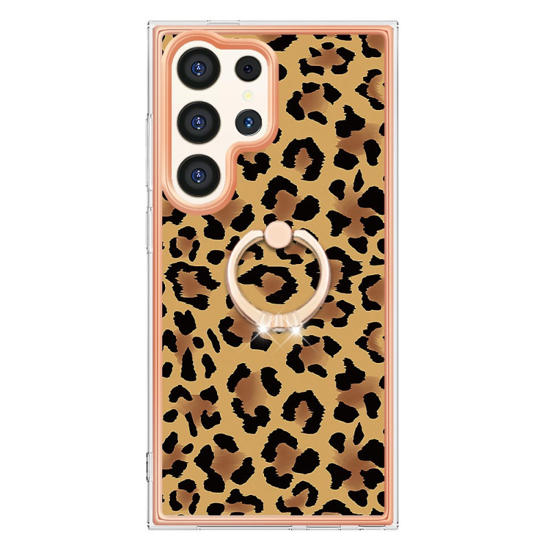 Samsung Galaxy S24 Ultra5G Cover mit Leopardenprint Haltering