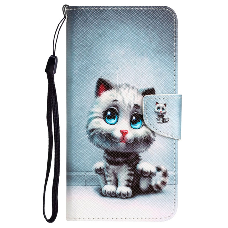 Samsung Galaxy A05s Tasche Blauäugige Katze mit Riemen