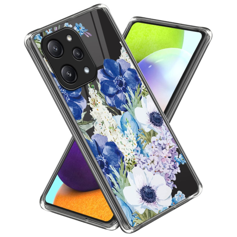 Xiaomi Redmi 12 5G / Poco M6 Pro 5G Cover Blaue und Weiße Blumen