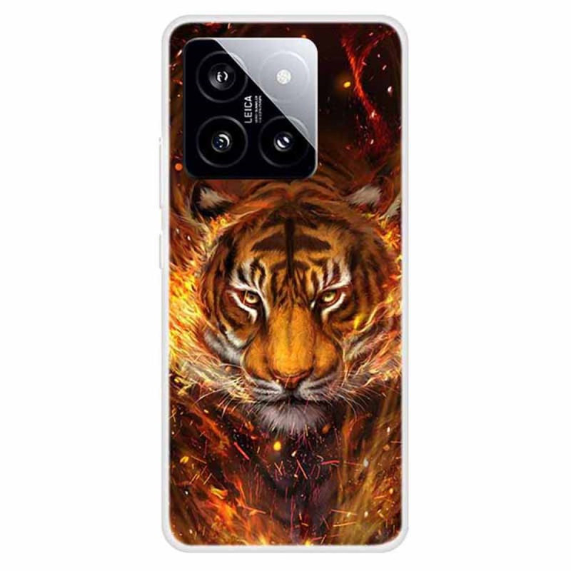 Hülle Xiaomi 14 Tiger in Flammen