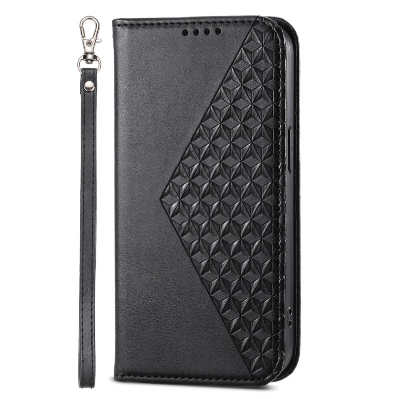 Flip Cover Xiaomi 14 Design Rauten 3D mit Riemen