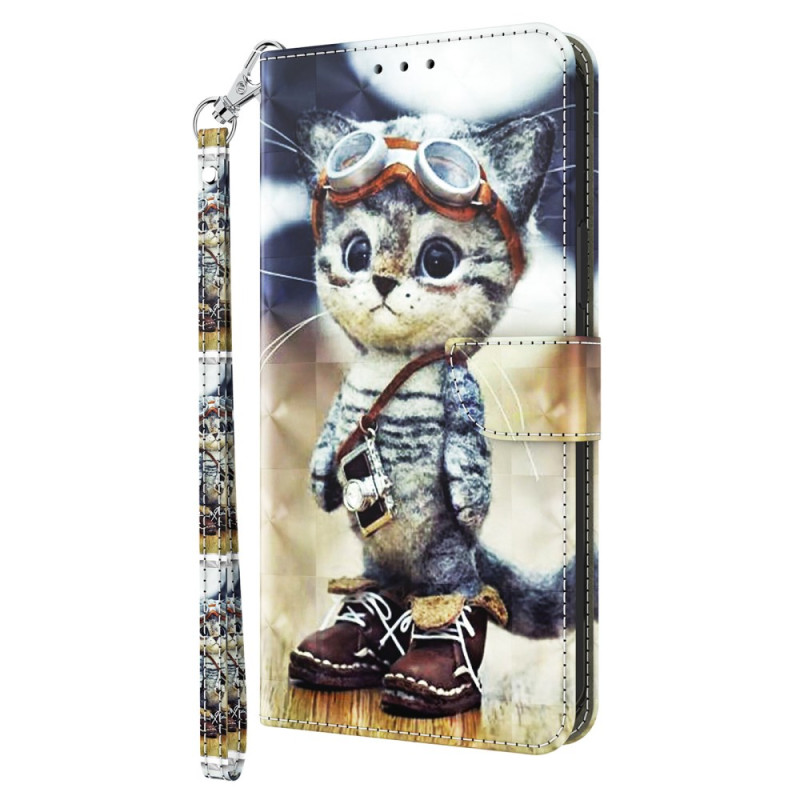 Honor Magic 5 Lite Tasche Katze Flieger mit Riemen