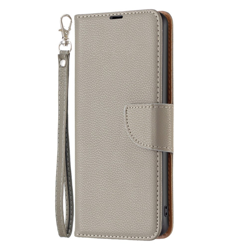 Xiaomi Redmi Note 13 4G Style Leder Litchi Tasche mit Trageriemen