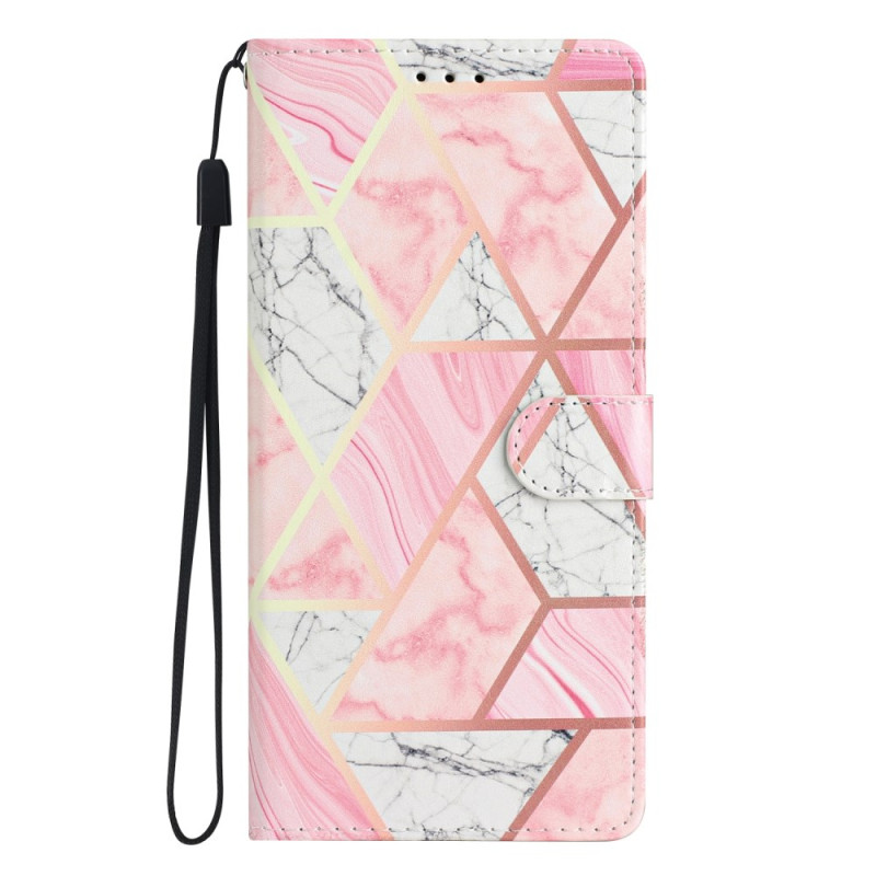 Samsung Galaxy A55 5G Marmor Rosa Tasche mit Riemen