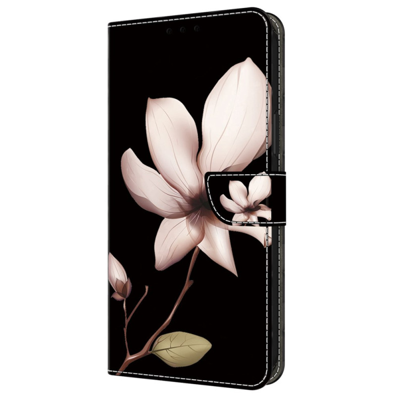 Samsung Galaxy A35 5G Hülle Rosa Blume auf schwarzem Hintergrund