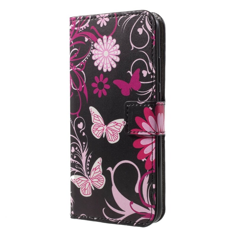 Huawei P20 Lite Hülle Schmetterlinge und Blumen