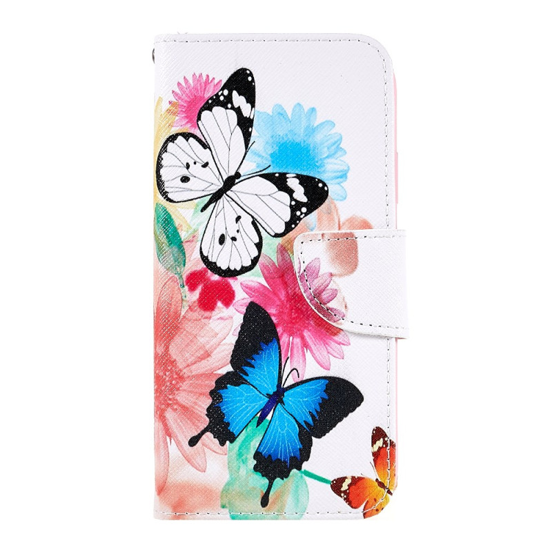 iPhone XR Hülle Schmetterlinge und Blumen Aquarell