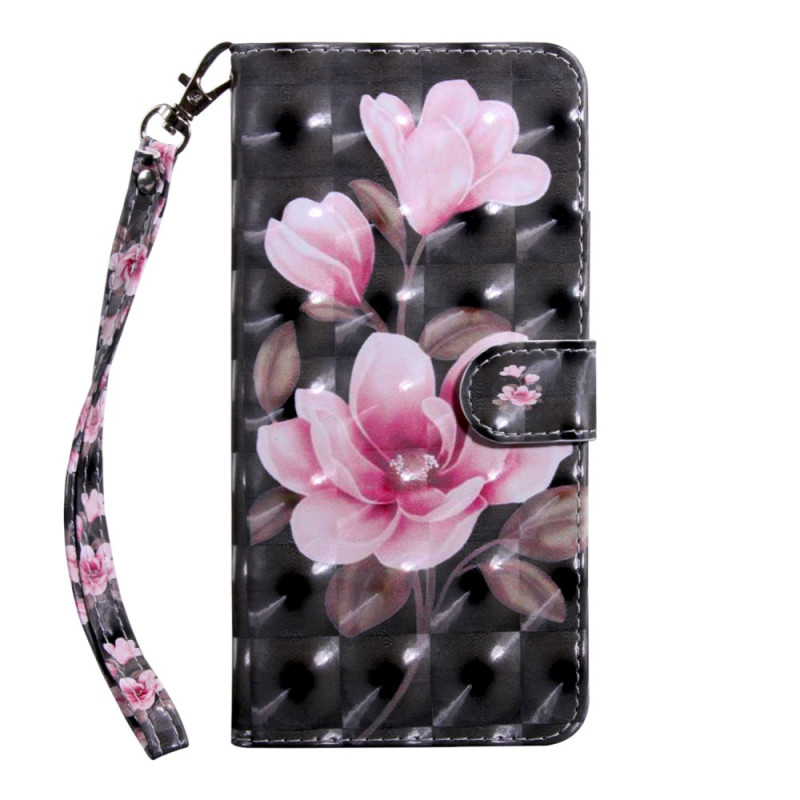 Samsung Galaxy S10 Hülle Rosa Blumen mit Riemen