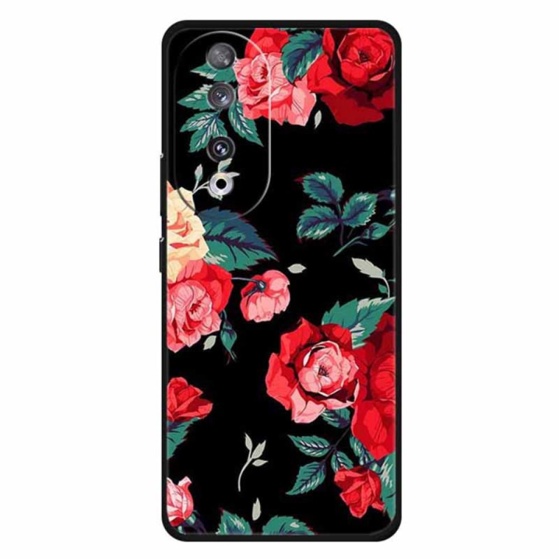 Honor 90 Cover Blumen auf schwarzem Hintergrund