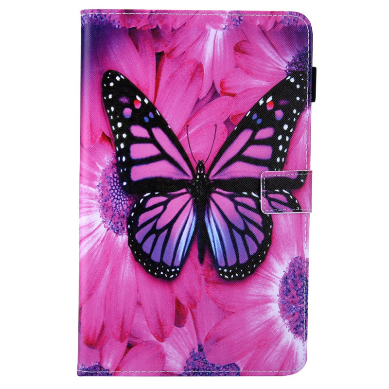 Samsung Galaxy Tab A9 Plus Hülle Schmetterling auf rosafarbenem Hintergrund