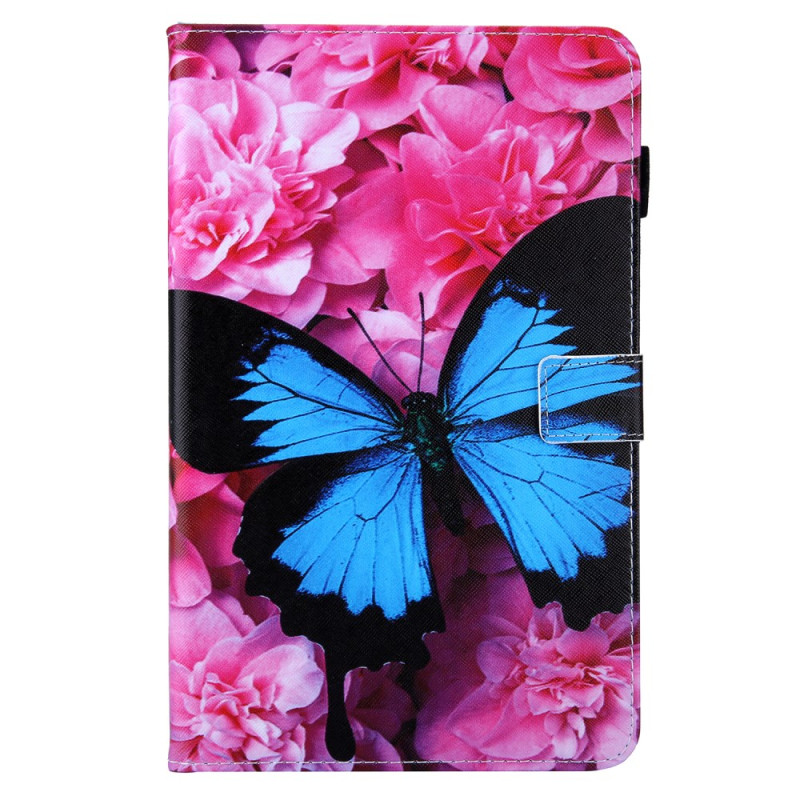 Samsung Galaxy Tab A9 Plus Hülle Blume Rot und Schmetterling Blau